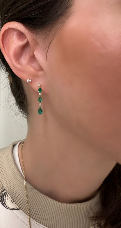 Emerald and Diamond Drop Earrings