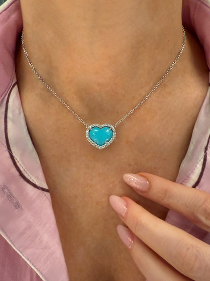 Natural Turquoise Diamond Heart Pendant