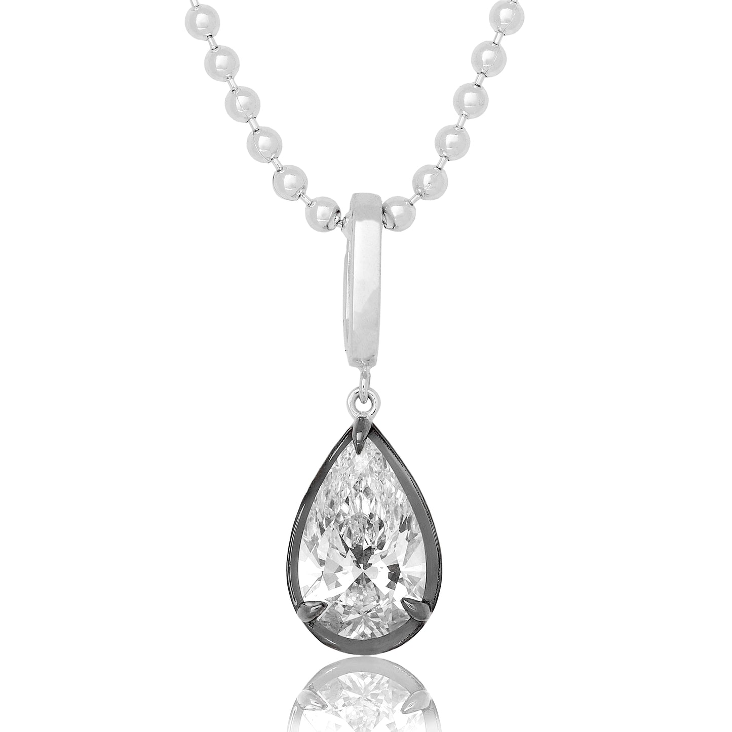 Lab Diamond Pear Shape Button Back Pendant