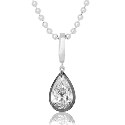 Lab Diamond Pear Shape Button Back Pendant