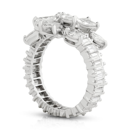 Estate Platinum Diamond Marquis and Baguette Band