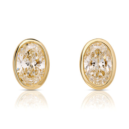 Lab Grown Diamond Oval Bezel Set Stud Earrings
