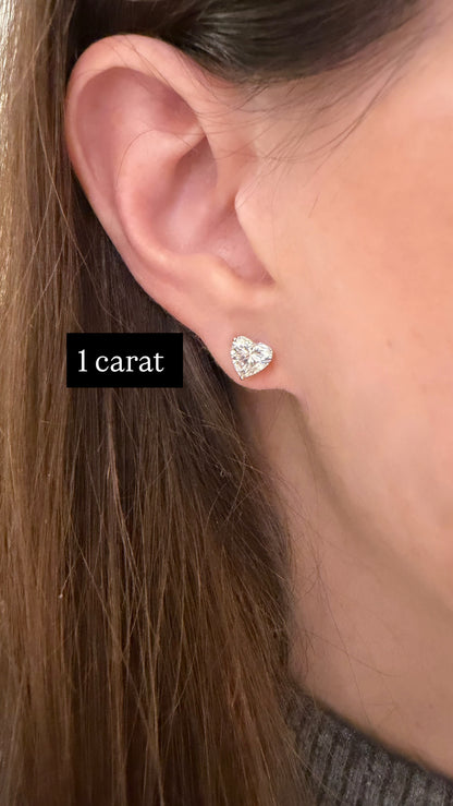 Lab Grown Heart Diamond Stud Earrings