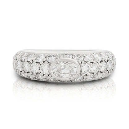 Estate Platinum Bezel Set Oval Diamond Band