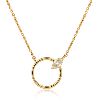 Open Circle Marquise Diamond Pendant