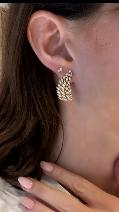 Diamond Feather Statement Earrings