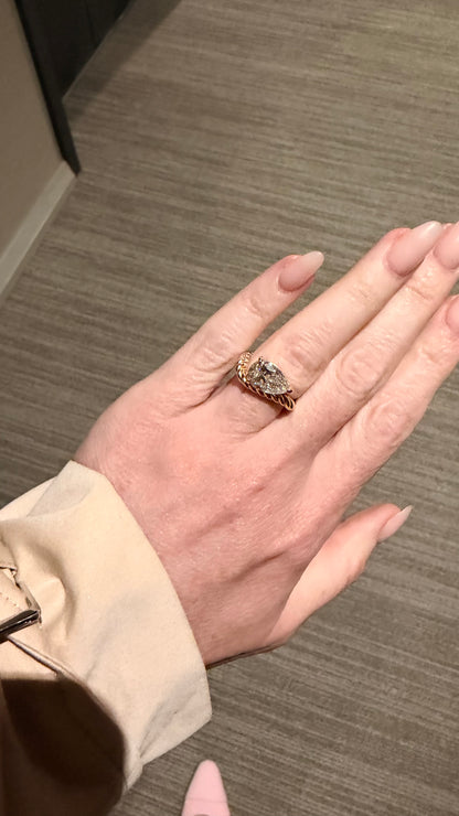 Wavy Lab Pear Diamond Ring