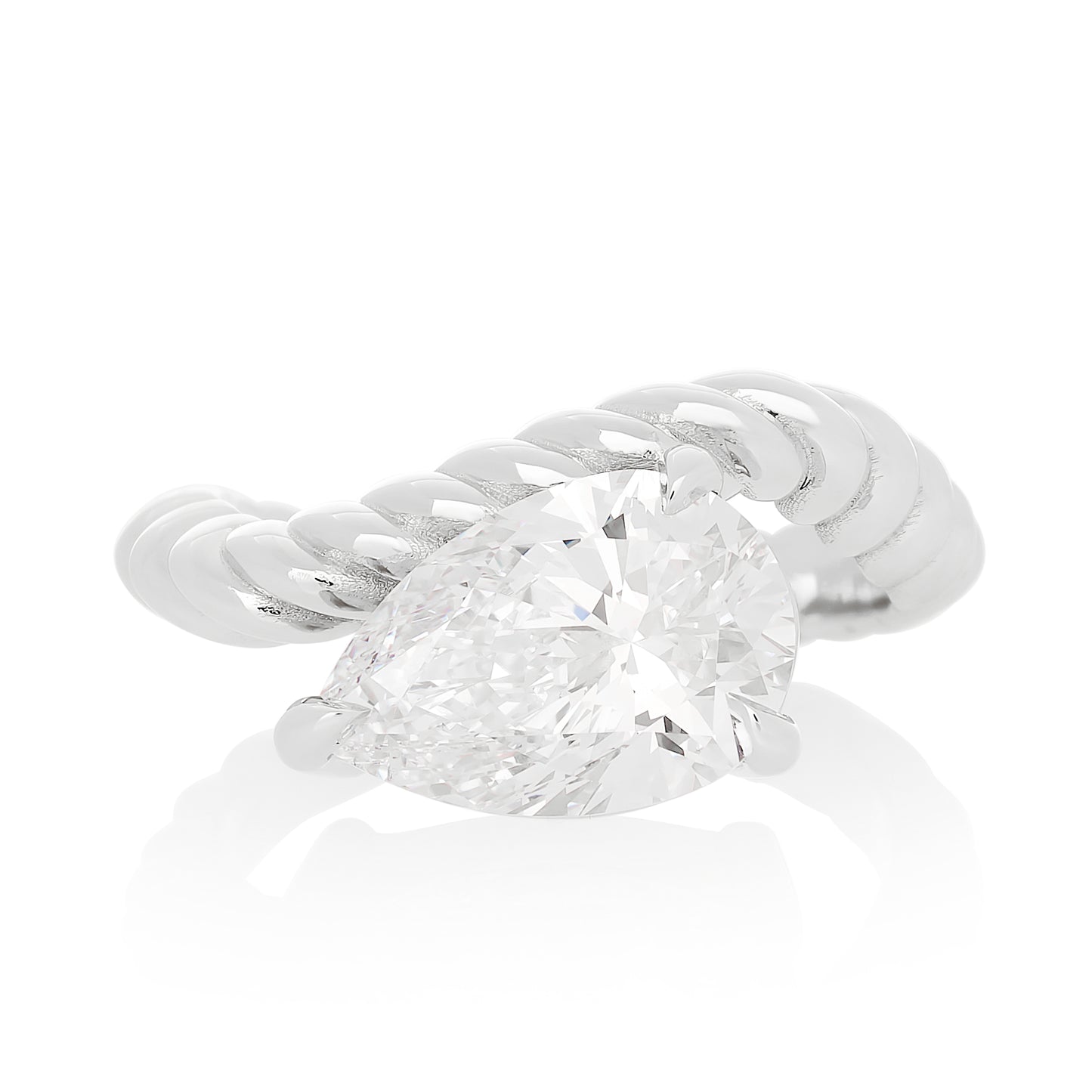 Wavy Lab Pear Diamond Ring