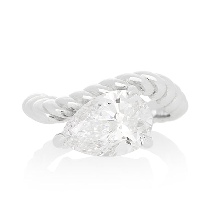Wavy Lab Pear Diamond Ring