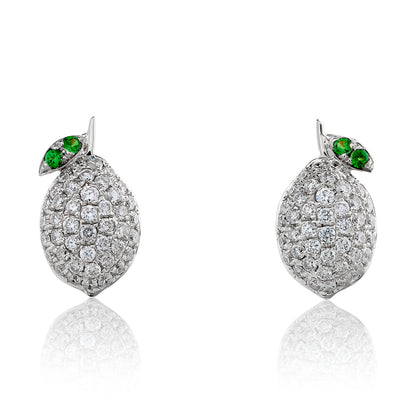 Diamond and Tsavorite Lemon Stud Earrings