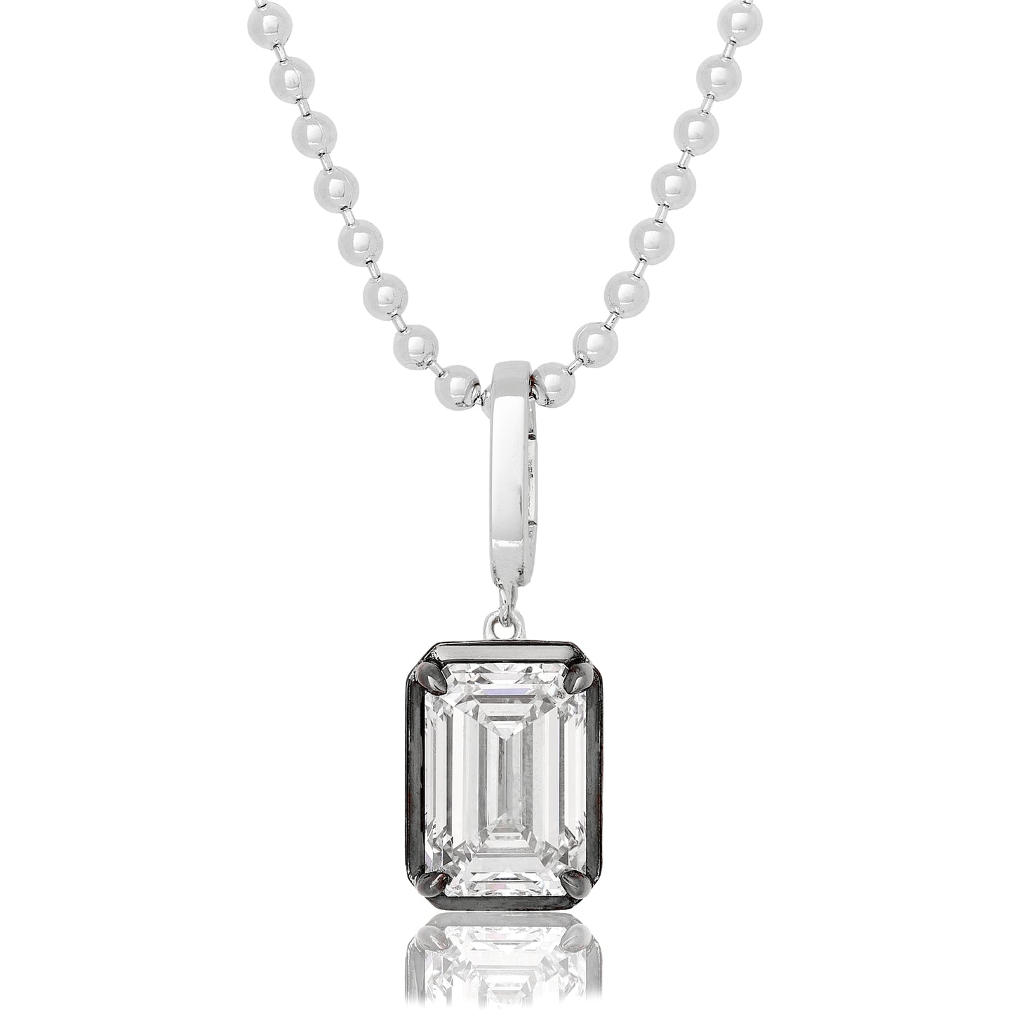 Lab Diamond Emerald Cut Button Back Pendant