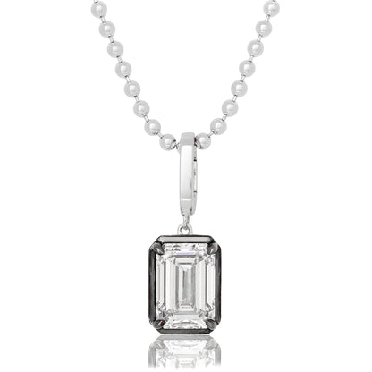 Lab Diamond Emerald Cut Button Back Pendant