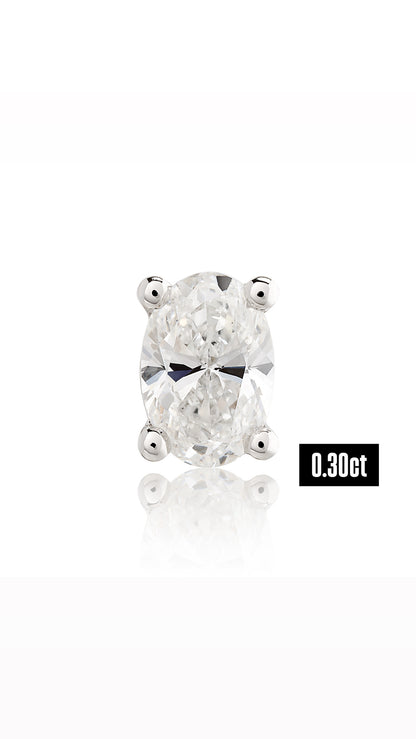 Oval Shape Diamond Flat Back Stud Earring