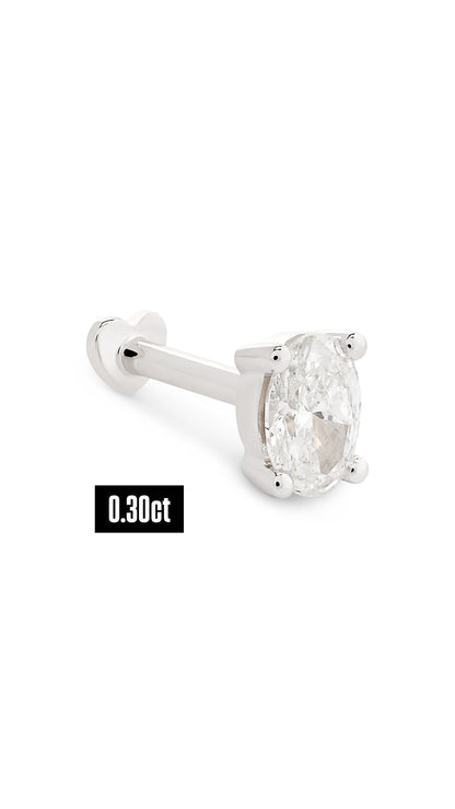 Oval Shape Diamond Flat Back Stud Earring