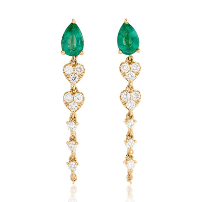 Emerald and Diamond Drop Earrings