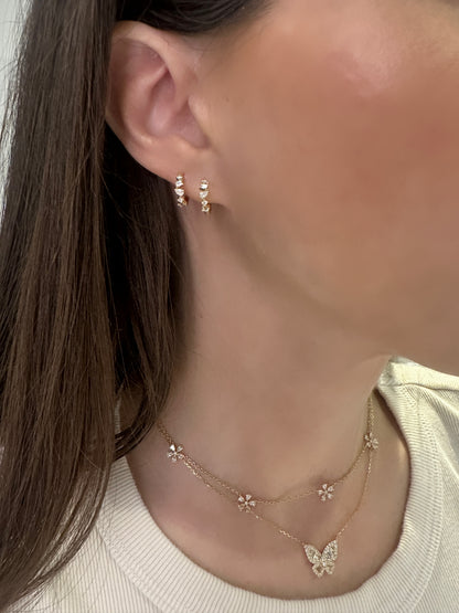 Petite Mixed Cut Diamond Hoop Earrings