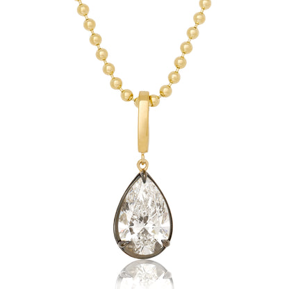 Lab Diamond Pear Shape Button Back Pendant