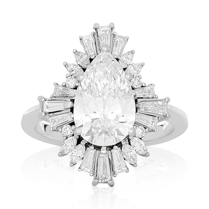 Vintage Inspired Ballerina Style Lab Diamond Ring