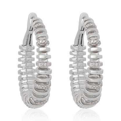 Spiral Diamond Hoop Earrings