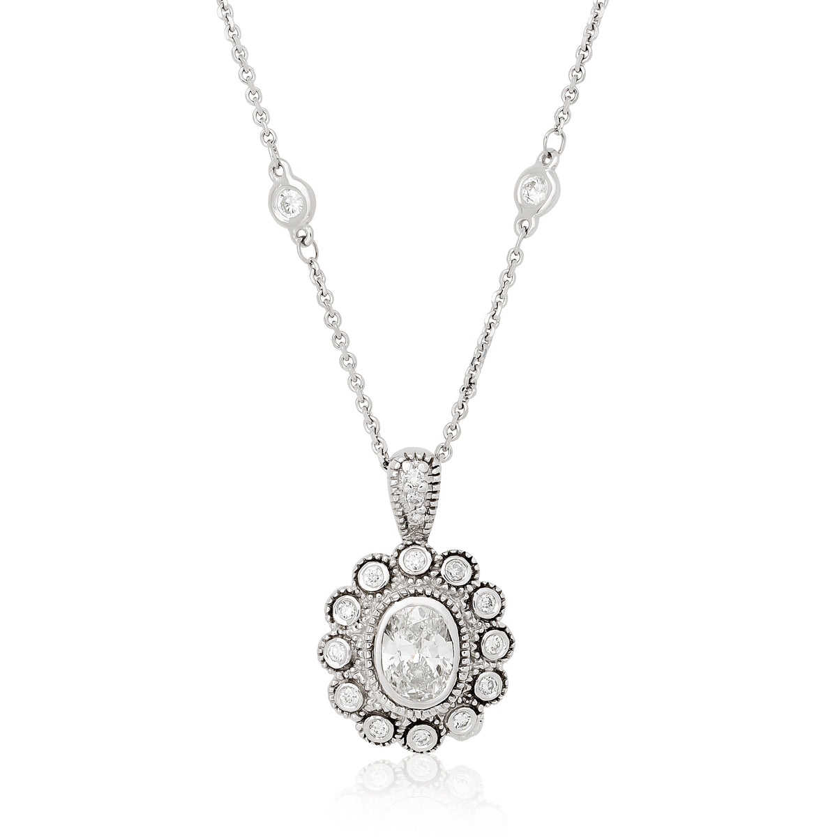 Estate Oval Diamond Pendant