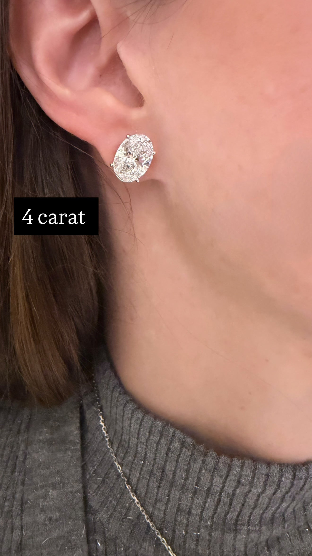 Lab Grown Oval Shape Diamond Stud Earrings