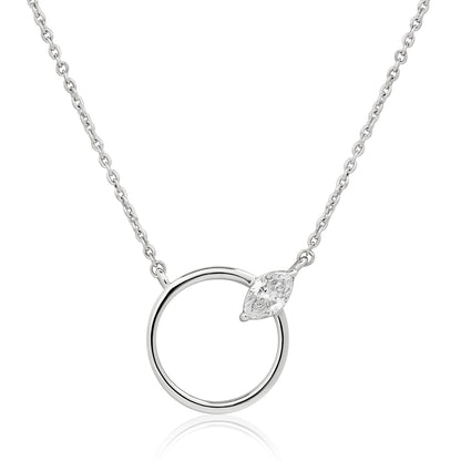 Open Circle Marquise Diamond Pendant
