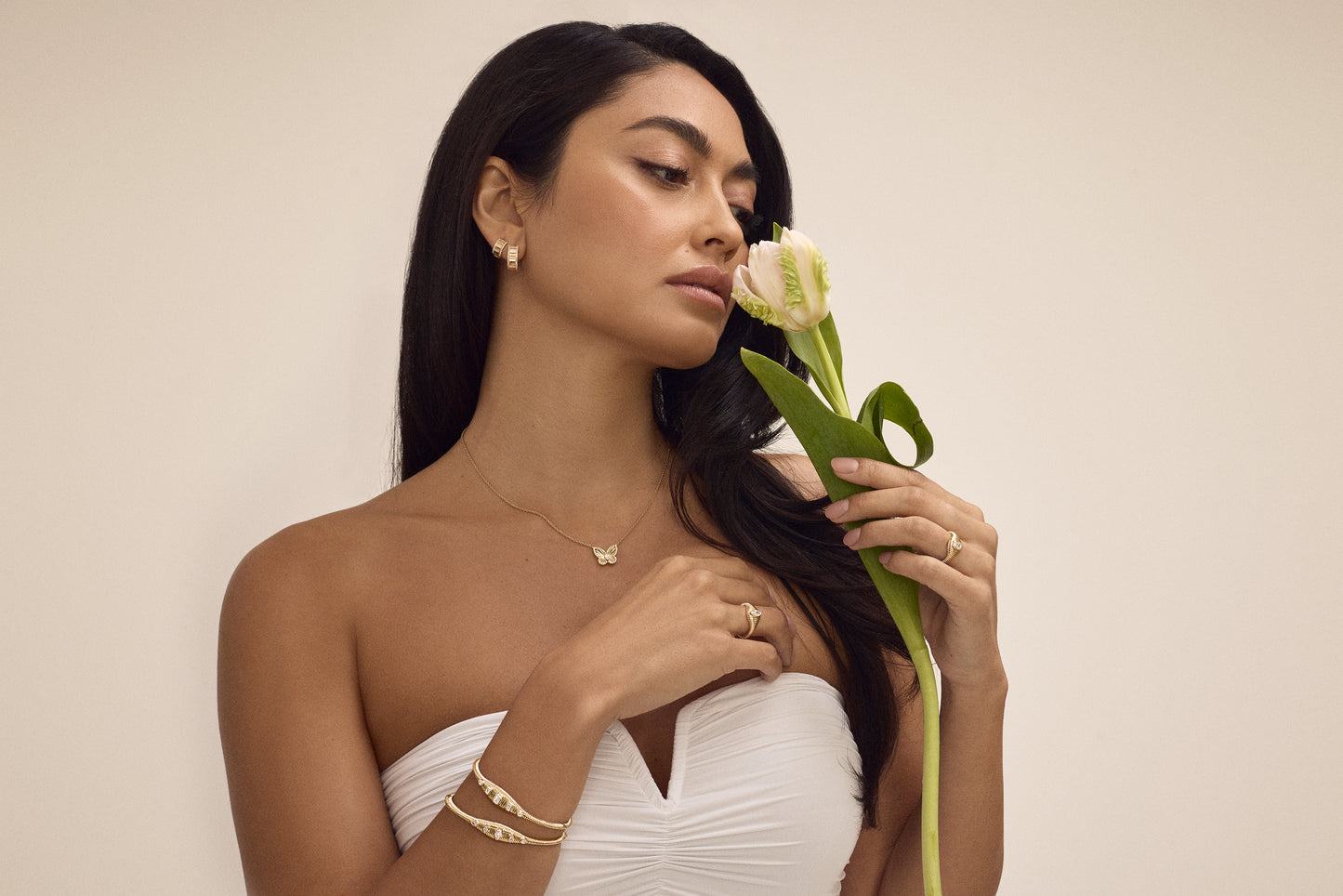 Fluted Gold and Diamond Butterfly Pendant