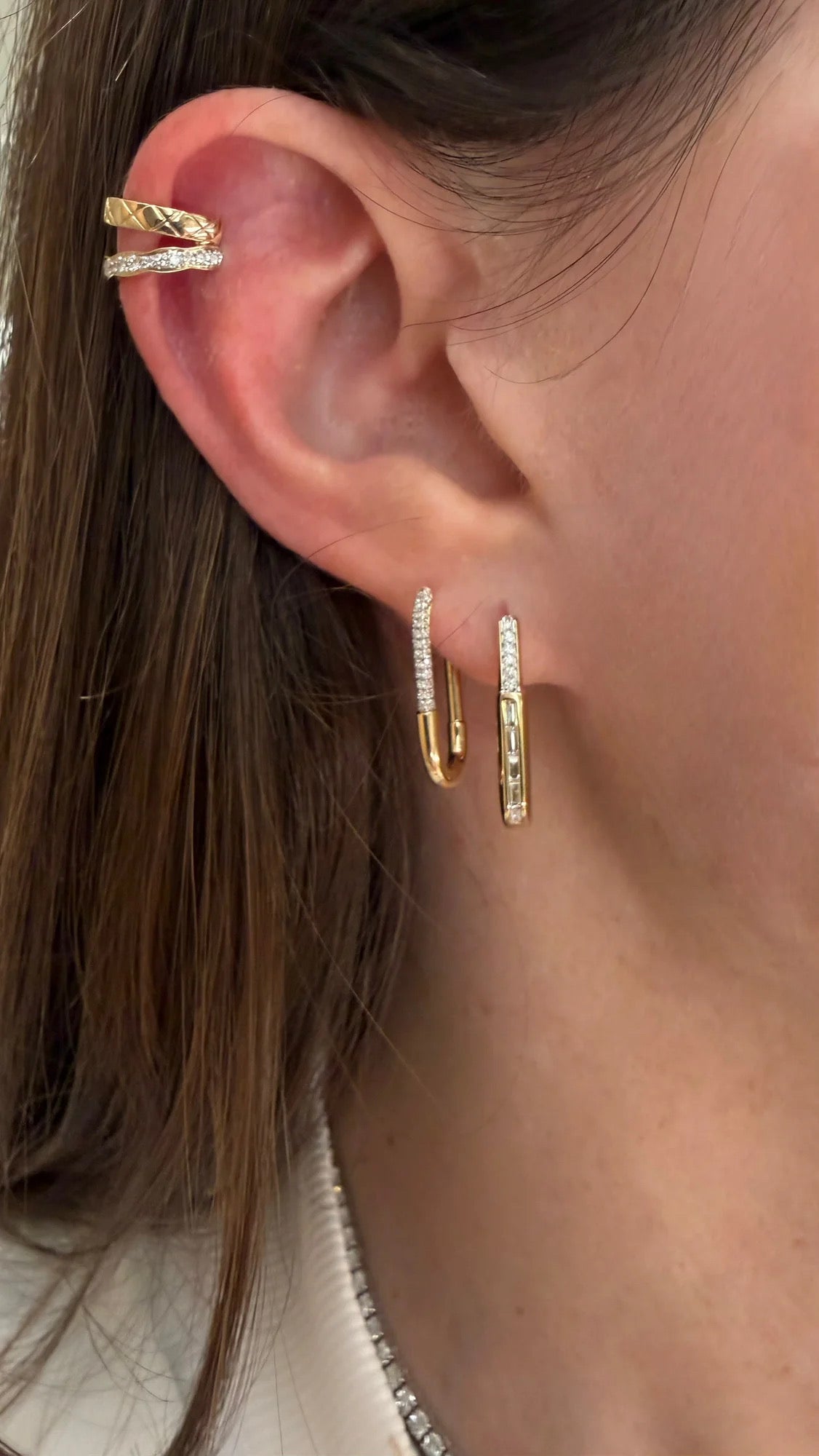 Petite Rectangular Baguette Hoop Earrings