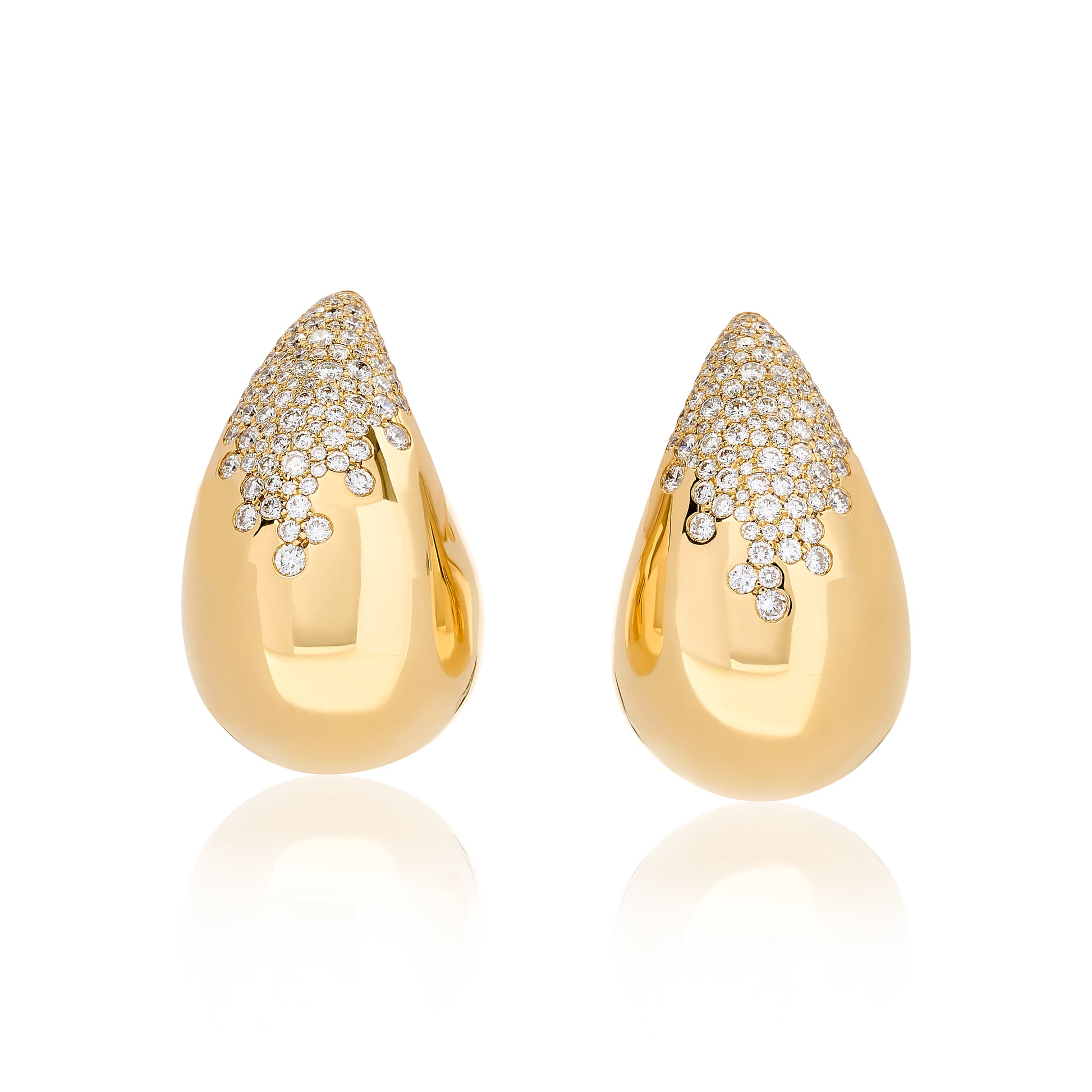 Yellow Puffy Tear Drop Diamond Earrings