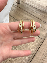 Load image into Gallery viewer, Large Triple Gold Diamond Hoop Earrings - Two