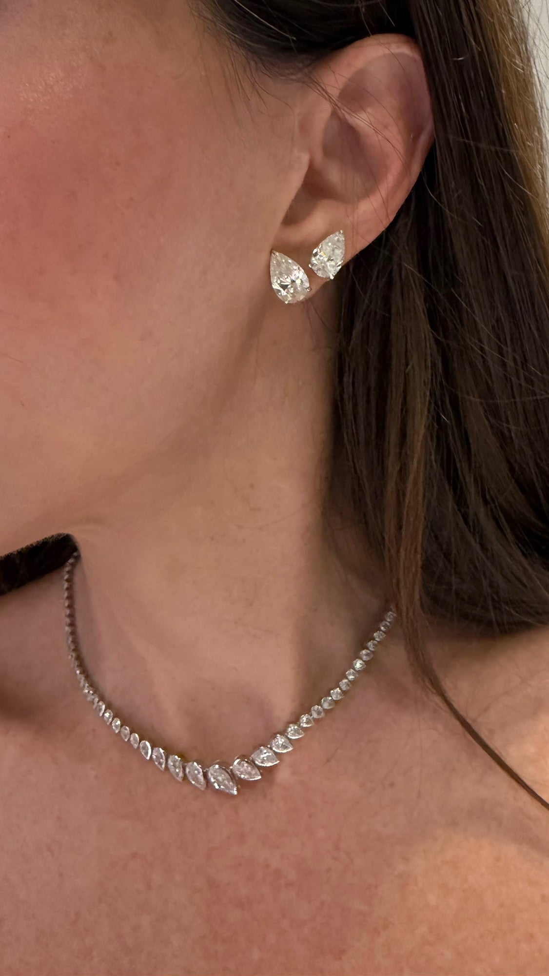 Lab Diamond Graduated Pear Shape Eternity Necklace