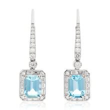 Load image into Gallery viewer, Aquamarine and Diamond Hanging Earrings