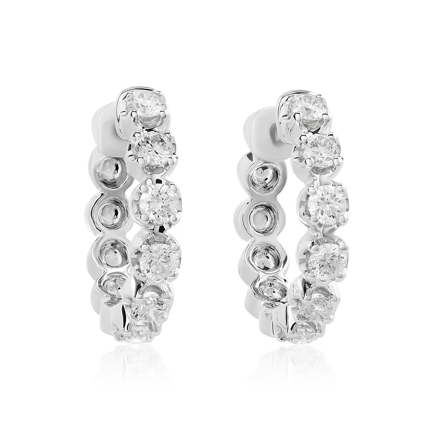 Medium Size Diamond Hoop Earrings