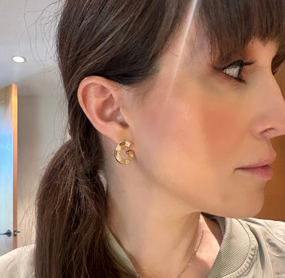 Diamond Circle Curve Earrings