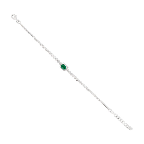 Green Emerald and Diamond Bracelet