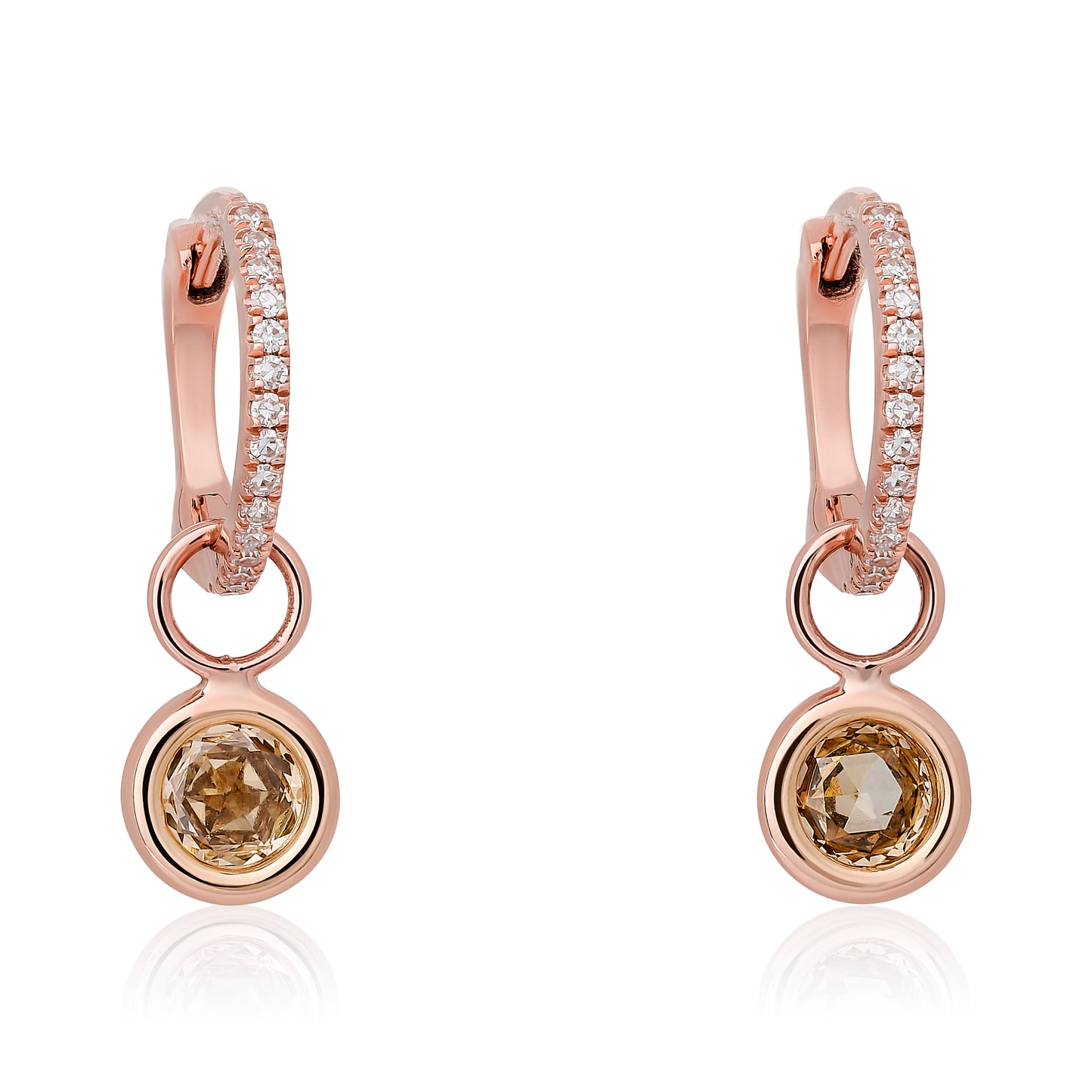 Champagne Rose Cut Diamond Circle Charms