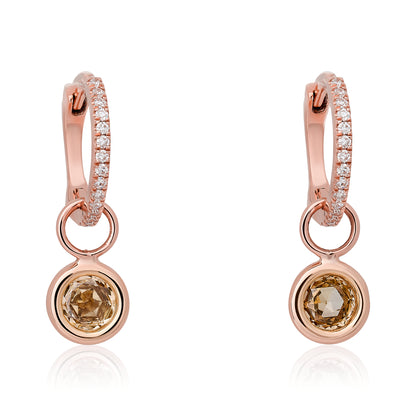 Champagne Rose Cut Diamond Circle Charms
