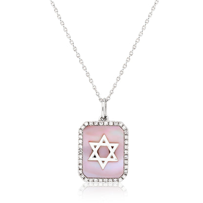 Mother of Pearl and Diamond Star Of David Pendant