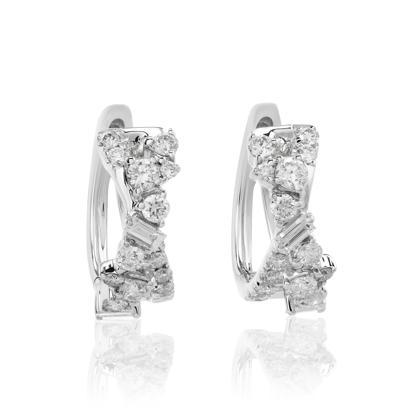 Criss Cross Diamond Hoop Earrings