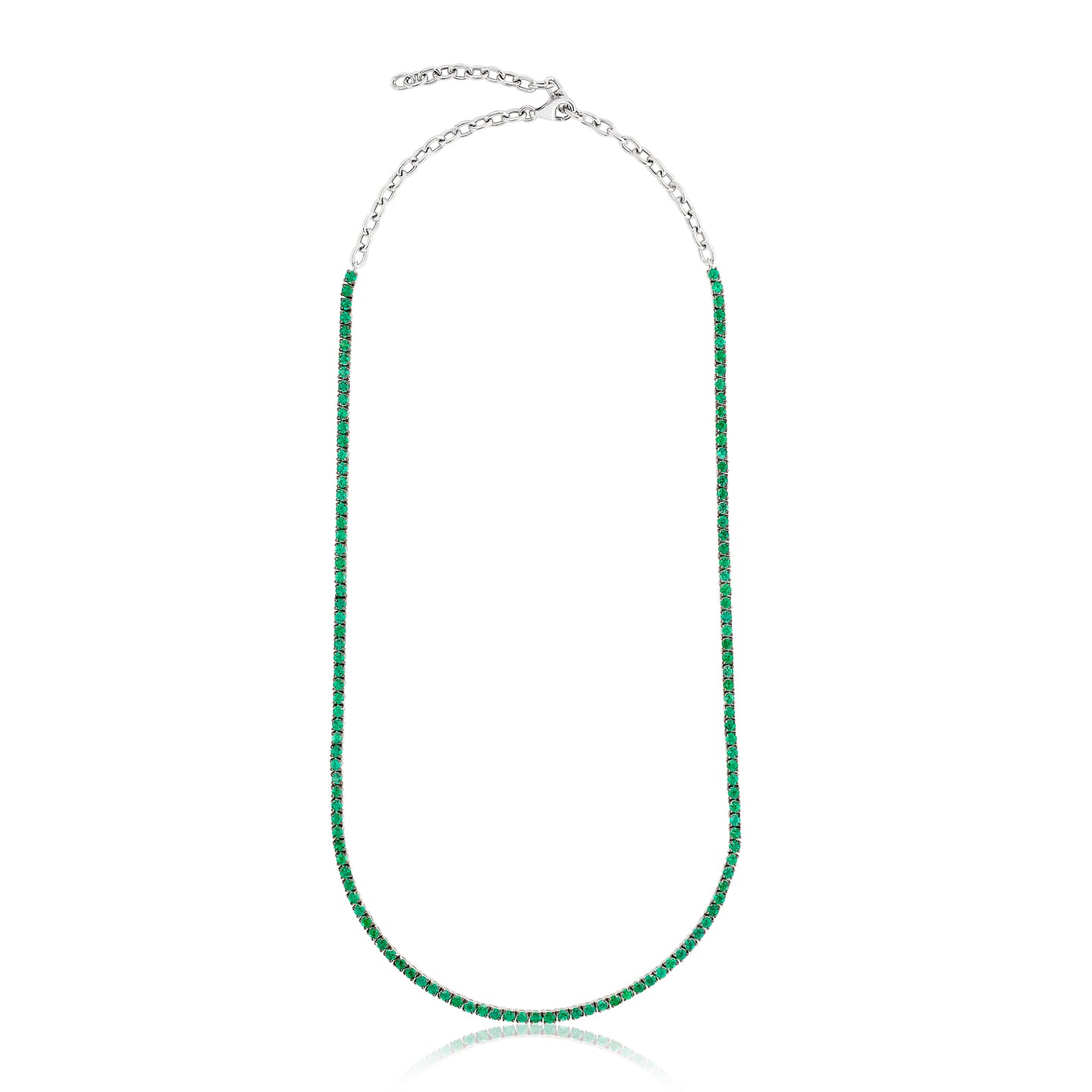 Green Emerald Luxe Tennis Necklace With Extender