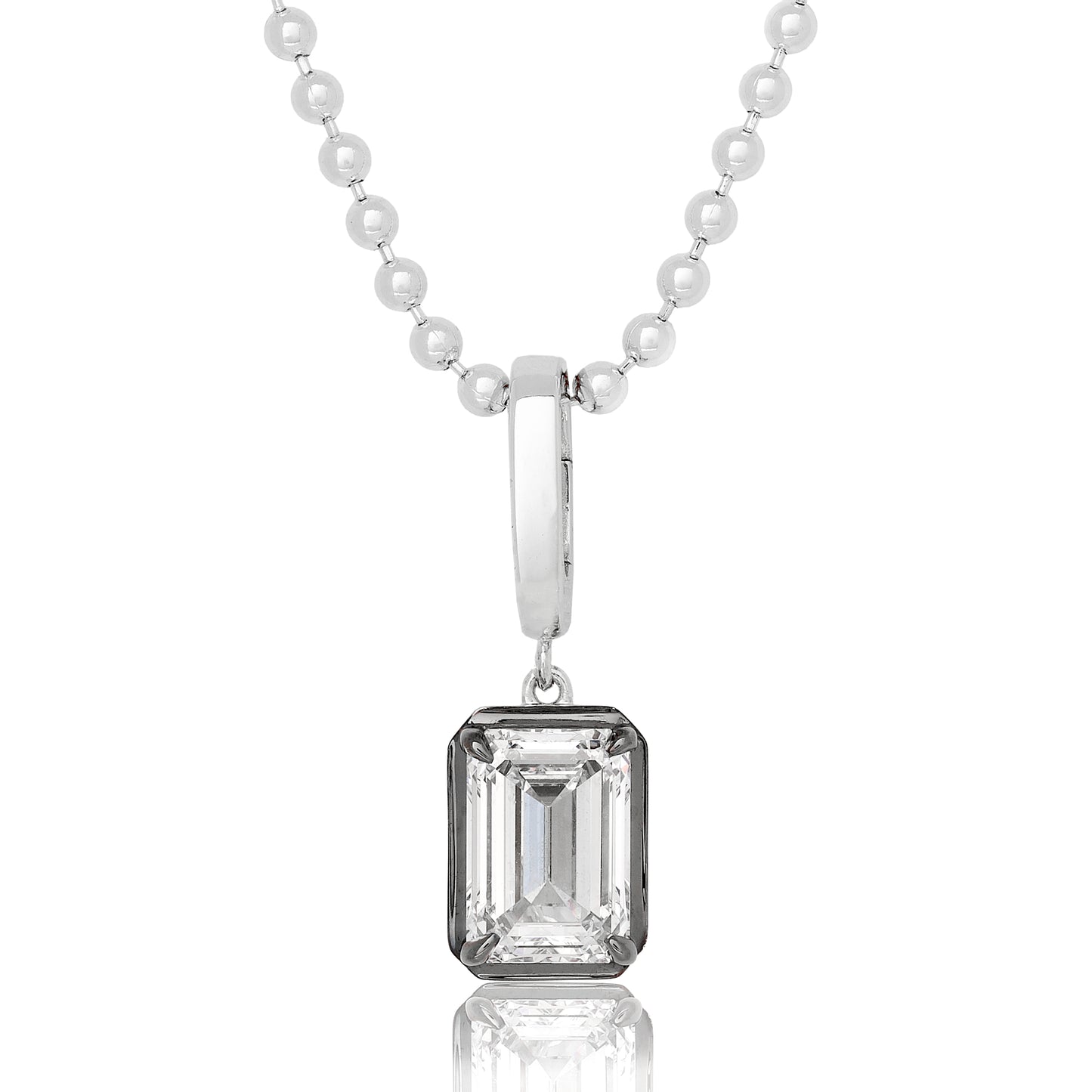 Lab Diamond Emerald Cut Button Back Pendant