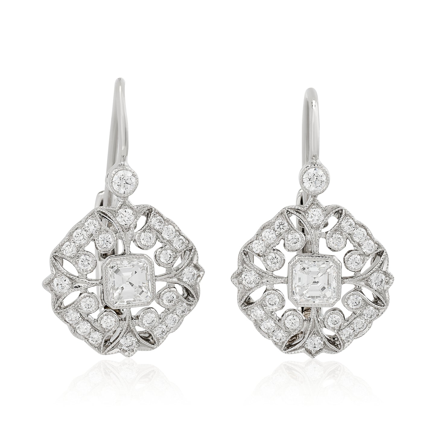 Estate Platinum Diamond Hanging Earrings