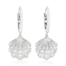 Load image into Gallery viewer, Diamond SeaShell Dangle Earrings - White