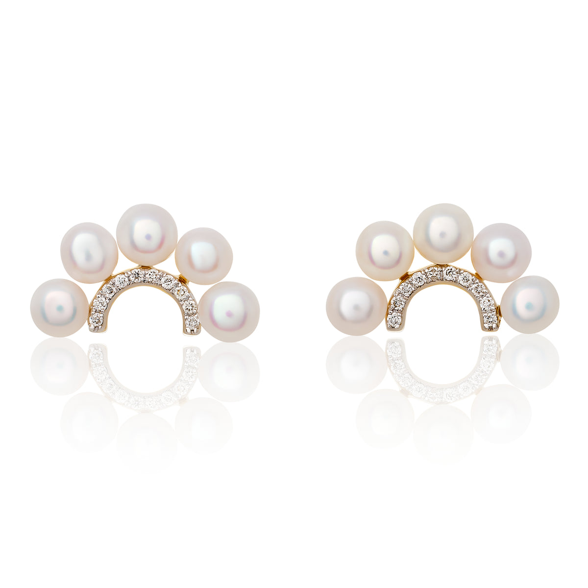 Children’s Pearl and Diamond Crescent Moon Earrings