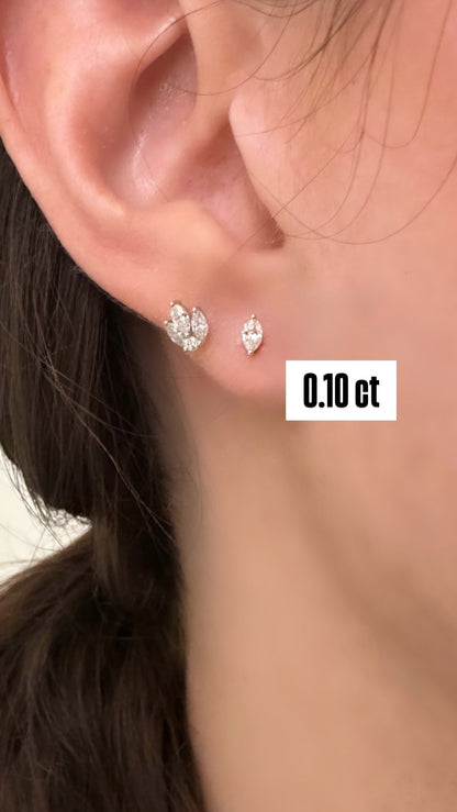 Marquise Shape Flat Back Diamond Stud Earring