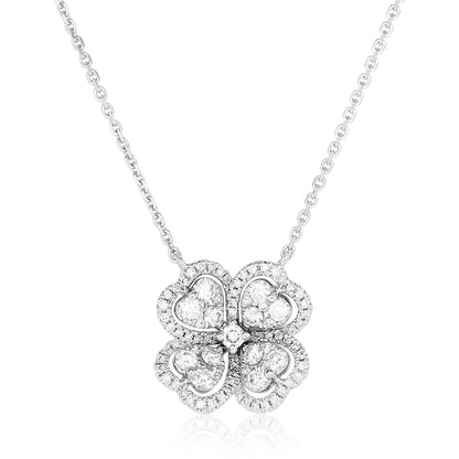 Diamond Heart and Clover Diamond Pendant