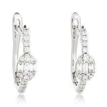 Load image into Gallery viewer, Round and Baguette Diamond Mini Hoop Earrings