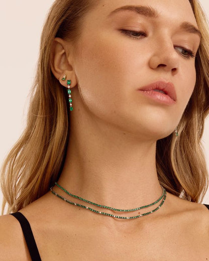 Green Emerald "Luxe" Tennis Necklace With Extender