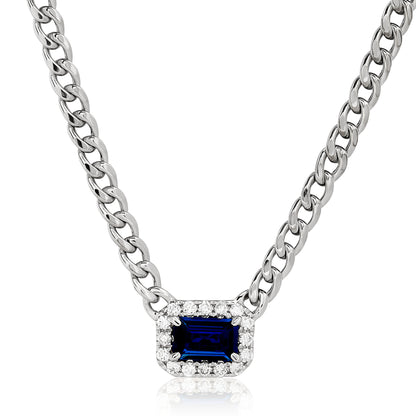 Sapphire and Diamond Curb Link Necklace