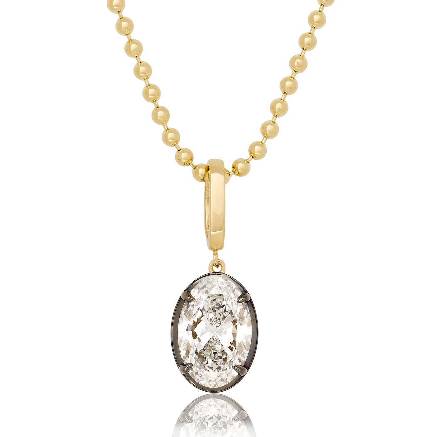 Lab Diamond Oval Button Back Pendant